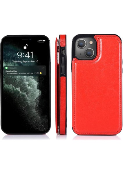 Kart Tutucu ile IPhone 13 Için Cüzdan Durumda Pu Deri Çift Manyetik (Yurt Dışından)