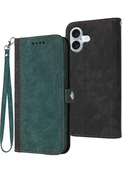 IPhone 16 Için Kılıf Artı Kart Yuvası Standı ile Flip Folio Kitap Kickstand Pu (Yurt Dışından)