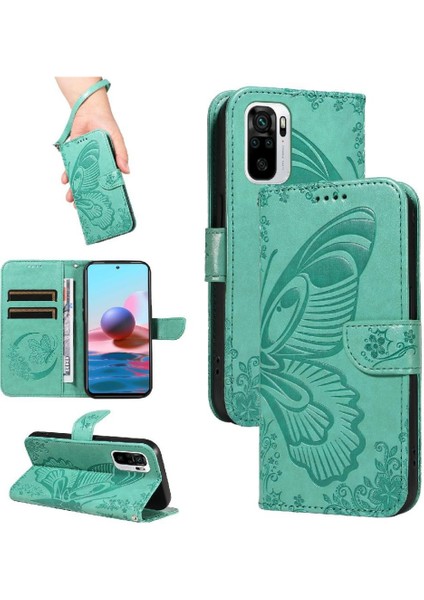 Xiaomi Redmi Not 10 Için Flip Case 4G/10S Ayrılabilir El Kayışı Kabartmalı (Yurt Dışından)