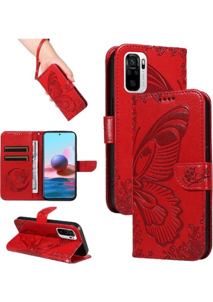 Xiaomi Redmi Not 10 Için Flip Case 4G/10S Ayrılabilir El Kayışı Kabartmalı (Yurt Dışından)