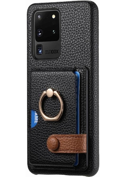 Samsung Galaxy S20 Ultra Halka Standı Premium Dokulu Deri Kart (Yurt Dışından) fiyatları