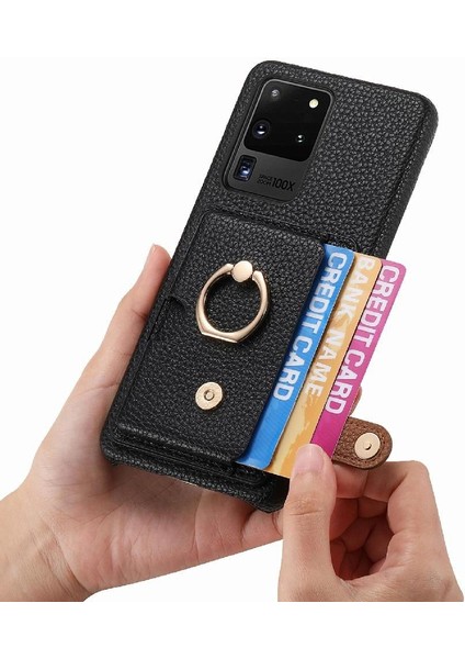 Samsung Galaxy S20 Ultra Halka Standı Premium Dokulu Deri Kart (Yurt Dışından) modelleri