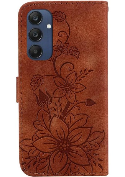 Samsung Galaxy M35 Kickstand Manyetik Kabartmalı Zambak Cüzdan Için Flip Case (Yurt Dışından)