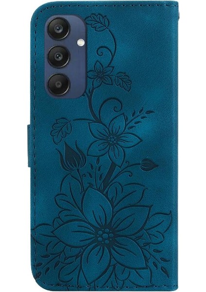 Samsung Galaxy M35 Kickstand Manyetik Kabartmalı Zambak Cüzdan Için Flip Case (Yurt Dışından)