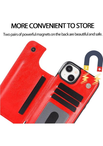 Kart Tutucu Çift Manyetik ile IPhone 15 Için Cüzdan Kılıf Pu Deri (Yurt Dışından) indirimleri