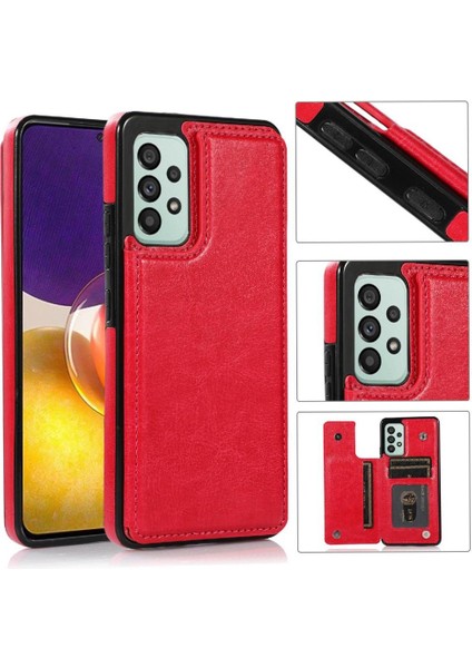 Cüzdan Kılıf Samsung Galaxy A73 5g Pu Deri Kart Yuvaları Çift Toka (Yurt Dışından) modelleri