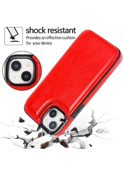 IPhone 15 Için Cüzdan Durumda Artı Kart Yuvaları Kickstand Çift Manyetik Toka (Yurt Dışından)