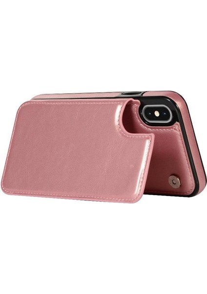 Kart Tutucu Kickstand Çift Manyetik ile IPhone Xs Max Için Cüzdan Kılıf (Yurt Dışından)