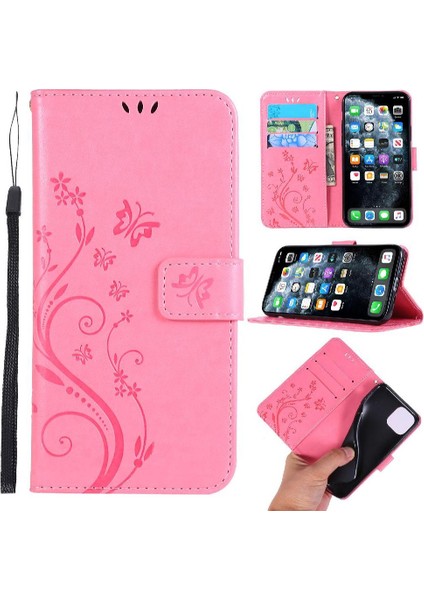 IPhone 12 Için Filp Durumda Pro Max Kart Tutucu Bilek Kayışı Pu Deri Kapatma (Yurt Dışından)