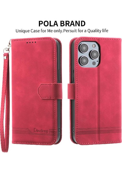IPhone 14 Için Flip Case Pro Max Manyetik Kapatma Kart Yuvaları Bileklik (Yurt Dışından)