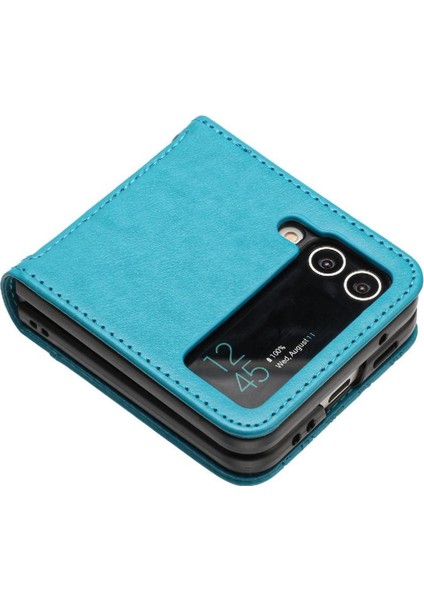 Samsung Galaxy Z Flip4 Için Filp Durumda Kart Tutucu Kickstand Bilek Kayışı Pu (Yurt Dışından)