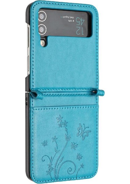 Samsung Galaxy Z Flip4 Için Filp Durumda Kart Tutucu Kickstand Bilek Kayışı Pu (Yurt Dışından)