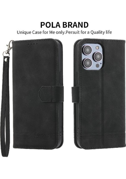 IPhone 14 Için Flip Case Pro Max Manyetik Kapatma Kart Yuvaları Bileklik (Yurt Dışından)