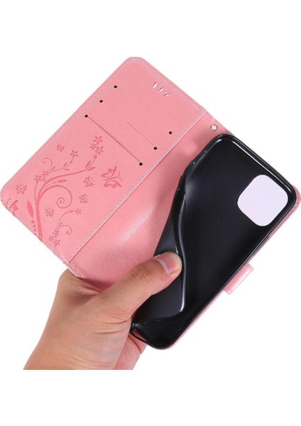 IPhone 12 Için Filp Durumda Pro Max Kart Tutucu Bilek Kayışı Pu Deri Kapatma (Yurt Dışından)