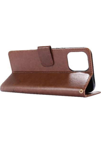 IPhone 14 Için Filp Durumda Pro Max Pu Deri Kart Tutucu Kickstand Bilek (Yurt Dışından)