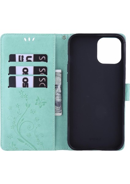 IPhone 14 Için Filp Durumda Pro Kart Tutucu Kickstand Bilek Kayışı Manyetik Pu (Yurt Dışından)