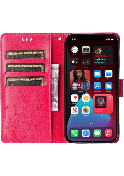 IPhone 15 Için Filp Durumda Artı Pu Deri Kickstand Kart Tutucu Bilek Kayışı (Yurt Dışından)