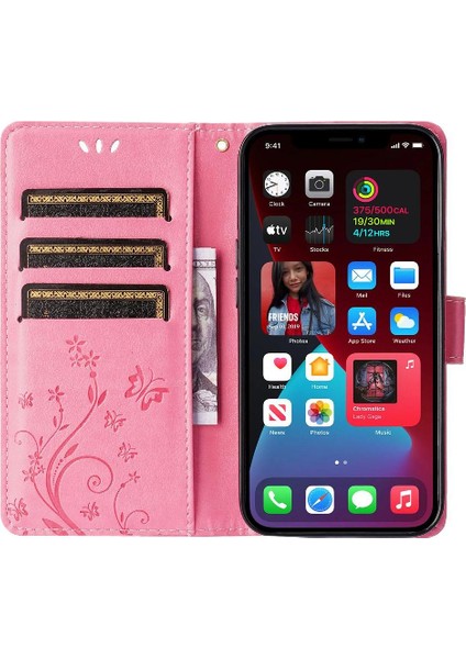 IPhone 15 Için Filp Durumda Artı Pu Deri Kickstand Kart Tutucu Bilek Kayışı (Yurt Dışından)