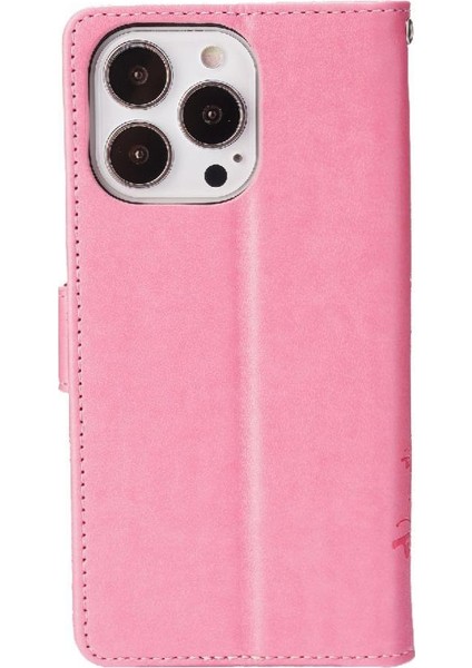 IPhone 15 Için Filp Durumda Artı Pu Deri Kickstand Kart Tutucu Bilek Kayışı (Yurt Dışından)