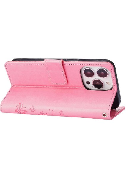 IPhone 15 Için Filp Durumda Artı Pu Deri Kickstand Kart Tutucu Bilek Kayışı (Yurt Dışından)