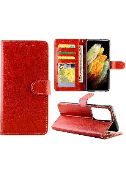 Samsung Galaxy S21 Ultra 5g Kart Tutucu Kickstand Manyetik Için Flip Case (Yurt Dışından)