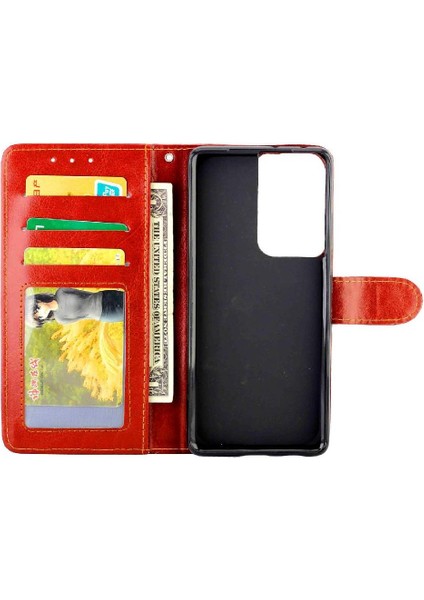 Samsung Galaxy S21 Ultra 5g Kart Tutucu Kickstand Manyetik Için Flip Case (Yurt Dışından)