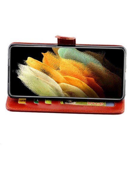 Samsung Galaxy S21 Ultra 5g Kart Tutucu Kickstand Manyetik Için Flip Case (Yurt Dışından)