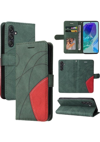 Samsung Galaxy M55 Dikiş Renk Flip Folio Kitap Için Flip Case Kart ile (Yurt Dışından)