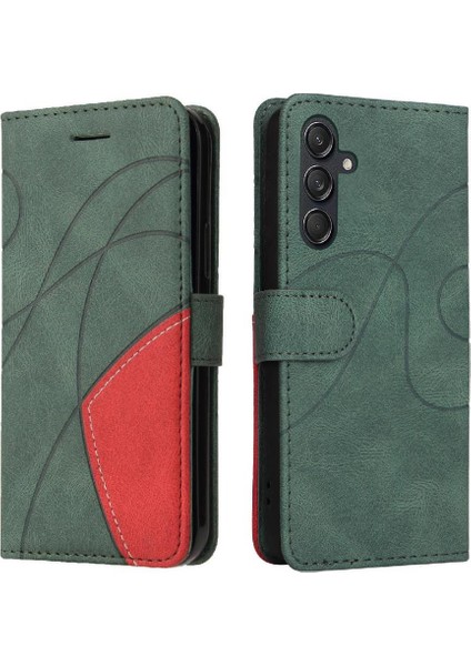 Samsung Galaxy M55 Dikiş Renk Flip Folio Kitap Için Flip Case Kart ile (Yurt Dışından)
