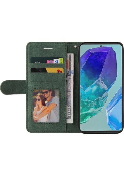 Samsung Galaxy M55 Dikiş Renk Flip Folio Kitap Için Flip Case Kart ile (Yurt Dışından)