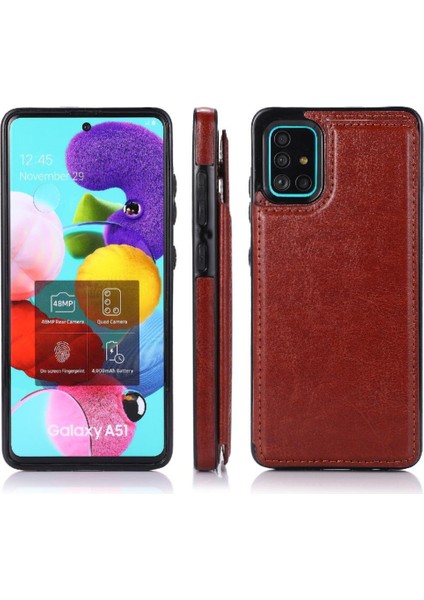 Samsung Galaxy A51 4g Kart Yuvaları Için Cüzdan Durumda Pu Deri Çift Toka (Yurt Dışından)