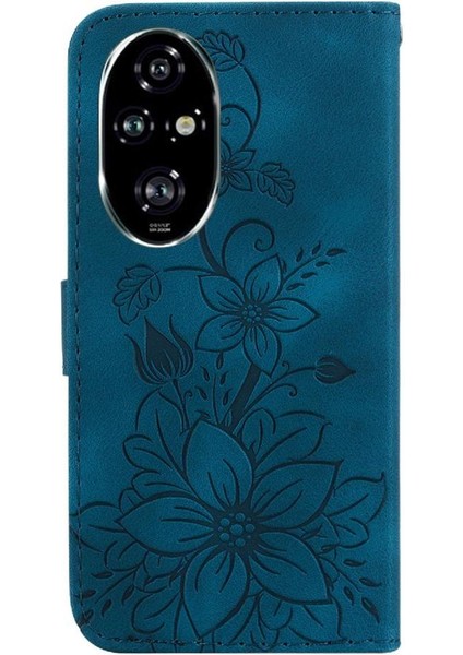 Onur Için Flip Case 200 Pro 5g Cüzdan Kart Tutucu Manyetik Kabartmalı Zambak (Yurt Dışından)