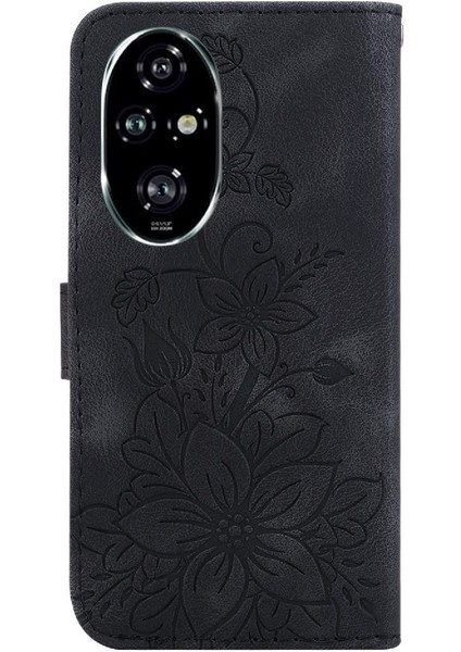 Onur Için Flip Case 200 Pro 5g Cüzdan Kart Tutucu Manyetik Kabartmalı Zambak (Yurt Dışından)