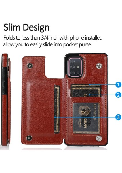 Kart Tutucu Kickstand Çift ile Samsung Galaxy A71 4g Için Cüzdan Kılıf (Yurt Dışından)