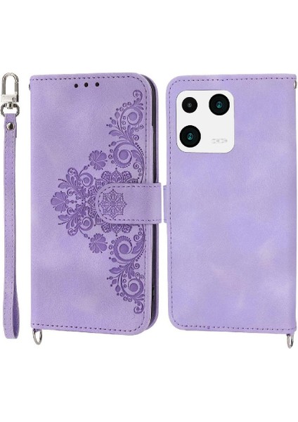 Xiaomi 13 Bileklik Kabartmalı Çoklu Kredi Kartı Yuvaları Için Flip Case (Yurt Dışından)