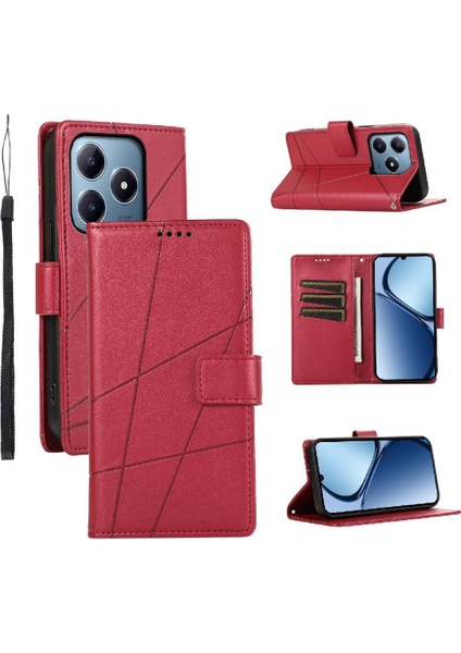 Realme C63/C61 Kickstand Şok Emici Üç Kart Yuvaları Için Flip Case (Yurt Dışından)