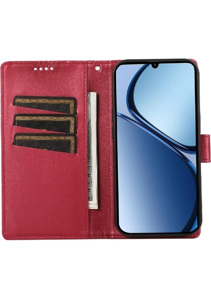 Realme C63/C61 Kickstand Şok Emici Üç Kart Yuvaları Için Flip Case (Yurt Dışından)