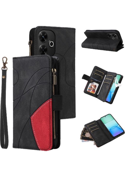 Kart Yuvası Standı Iki Renkli Dikiş ile Xiaomi Redmi 13 4g Için Kılıf (Yurt Dışından)