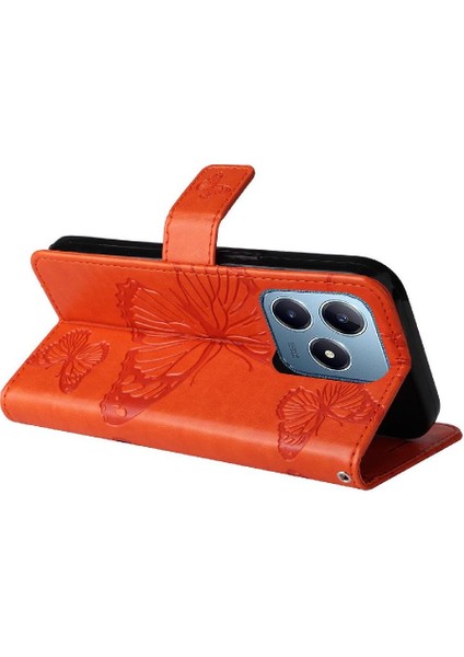 Realme C63 Flip Kickstand Darbeye Kapak Pu Deri Kart ile Kılıf (Yurt Dışından)