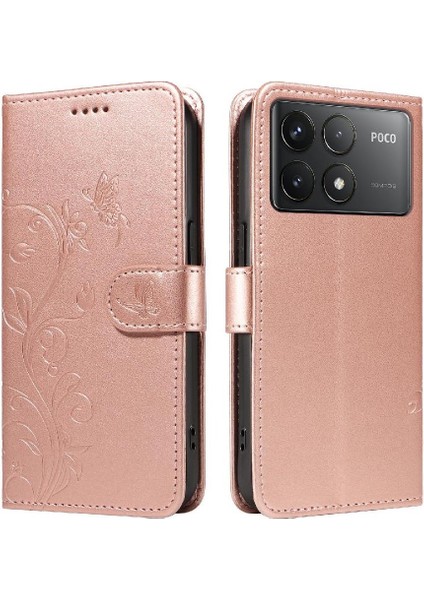Xiaomi Redmi K70 Cüzdan Telefon Kılıfı Için Kılıf Kabartmalı Kelebek ile Yüksek (Yurt Dışından)