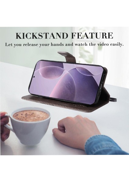 Kart Yuvası Standı ile Xiaomi Redmi K70 Pu Deri Kılıf Kickstand Çevirin (Yurt Dışından)
