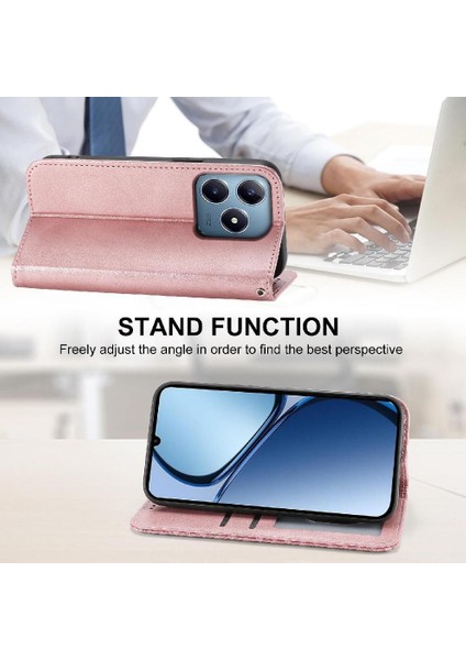 Realme C63/C61 Günlük Kullanım Standı El Kayışı Eşkenar Dörtgen Şekli Için Flip Case (Yurt Dışından)