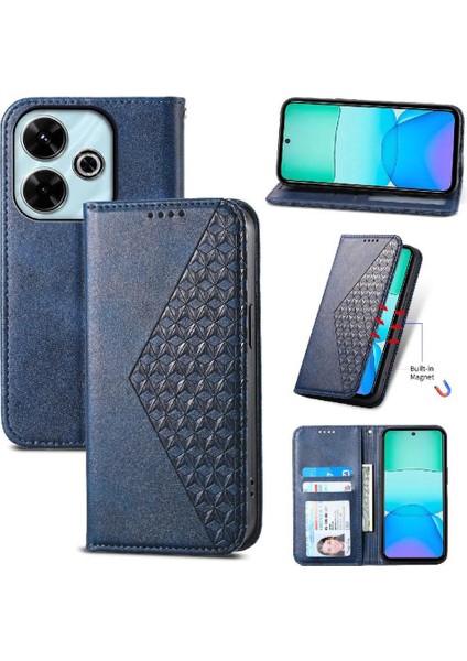 Xiaomi Redmi Için Flip Case 13 4g Cüzdan El Kayışı Günlük Kullanım Eşkenar Dörtgen Şekli (Yurt Dışından)