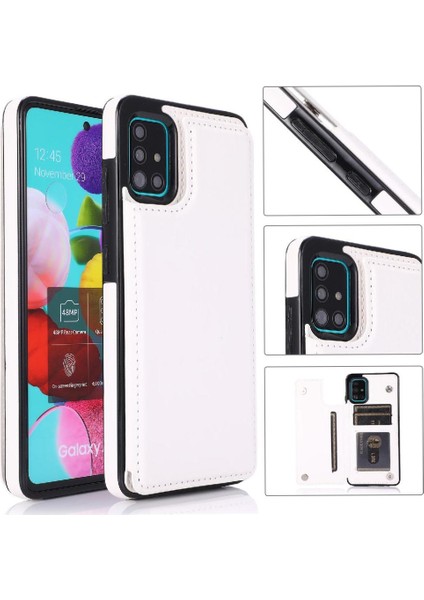 Samsung Galaxy A51 4g Kart Yuvaları Için Cüzdan Durumda Pu Deri Çift Toka (Yurt Dışından)