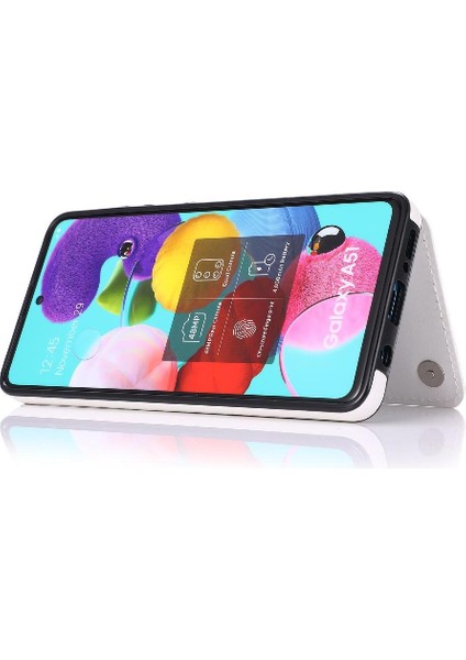 Samsung Galaxy A51 4g Kart Yuvaları Için Cüzdan Durumda Pu Deri Çift Toka (Yurt Dışından)