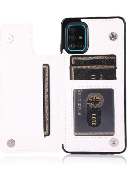 Samsung Galaxy A51 4g Kart Yuvaları Için Cüzdan Durumda Pu Deri Çift Toka (Yurt Dışından)