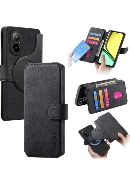 Realme C67 4g Cüzdan Retro Mıknatıs Koruyucu Malzeme Kartı Için Flip Case (Yurt Dışından)