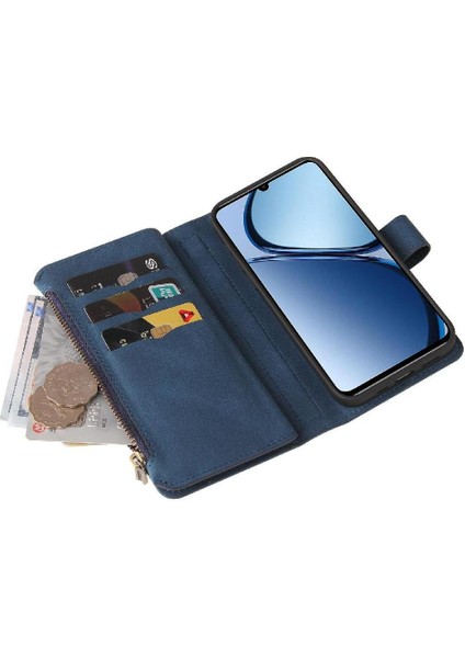 Kart Yuvası Standı Fermuar Poket Kartı ile Realme C63 Için Cüzdan Telefon Kılıfı (Yurt Dışından)