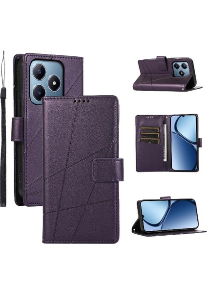 Realme C63/C61 Kickstand Şok Emici Üç Kart Yuvaları Için Flip Case (Yurt Dışından)