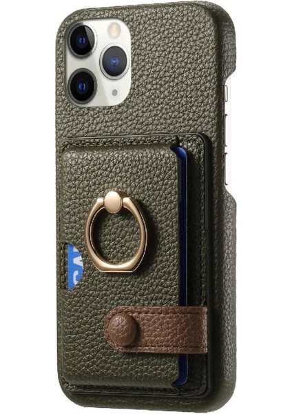 IPhone 11 Için Kılıf Pro Max Kart Yuvaları Premium Dokulu Deri Halka Standı (Yurt Dışından)